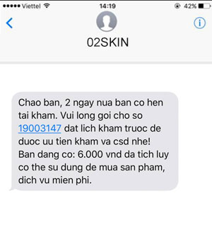 Brandname SMS nhắc hẹn