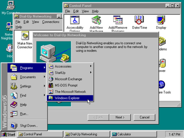 Windows 95 - Taskbar and Start Menu