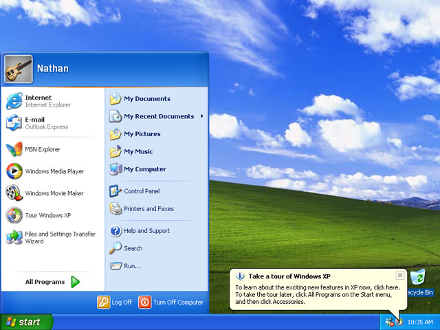 Windows XP Desktop screen