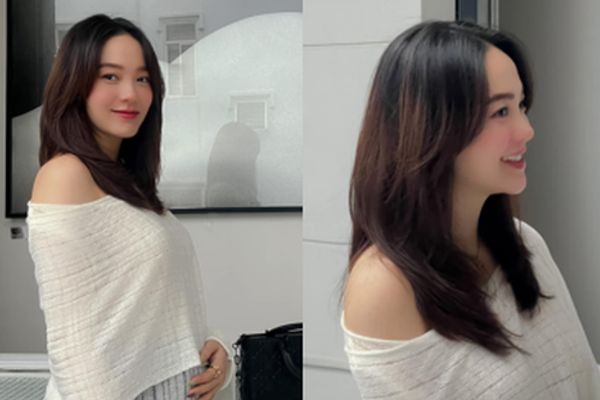 Mẹ bầu Minh Hằng khoe sắc với bộ trang phục thanh lịch