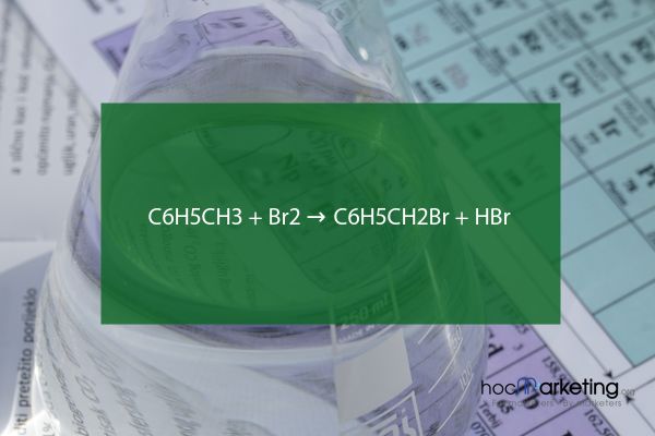 C6H5CH3 + Br2 → C6H5CH2Br + HBr
